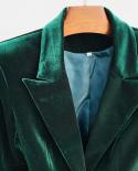 Pantalones Blazer traje mujer conjunto terciopelo marrón verde 2022 primavera nueva chaqueta de un botón  pantalones acampanado