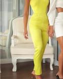 Women  Yellow Off Shoulder Bowknot Design Jumpsuit  Jumpsuits
