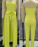 Women  Yellow Off Shoulder Bowknot Design Jumpsuit  Jumpsuits
