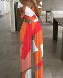 Colorblock Ruched Wide Leg Jumpsuit Long Rompers Women Overalls