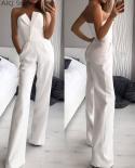 Sleeveless Party Jumpsuit Workwear Elegant Office Ladies Jumpsuits  Pocket Detail Jumpsuit Women Romperspants  Capris