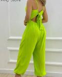 Ruched Cutout Knotted Cuffed Jumpsuit Elegant Overalls Femme