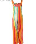 Women Elegant Colorblock Thick Strap Wide Leg Jumpsuit Patchwork Playsuit Overalls  Jumpsuits