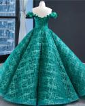 Dubai Green Vintage Sleeveless Wedding Dresses 2023 Off Shoulder  Glitter Bridal Gown Hm67004 Custom Madewedding Dresses
