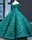 Dubai Green Vintage Sleeveless Wedding Dresses 2023 Off Shoulder  Glitter Bridal Gown Hm67004 Custom Madewedding Dresses