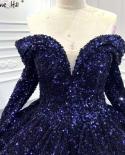 Gradients Indigo Blue Gold Luxury Wedding Dresses 2023 Long Sleeves  Bridal Gowns Plus Size Sequin Dress Ha2453wedding D