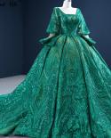 Serene Hill Muslim Green Sparkle Wedding Dresses  Long Lantern Sleeves Bride Gowns Hm67223 Custom Made  Wedding Dresses