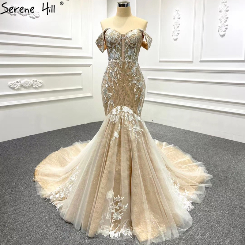 Gold mermaid wedding dress best sale