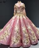 Wine Red Sequined Handmade Flowers Wedding Dresses  Long Sleeves Luxury Bridal Gowns Real Photo Hm66704 Custom Made  Wed