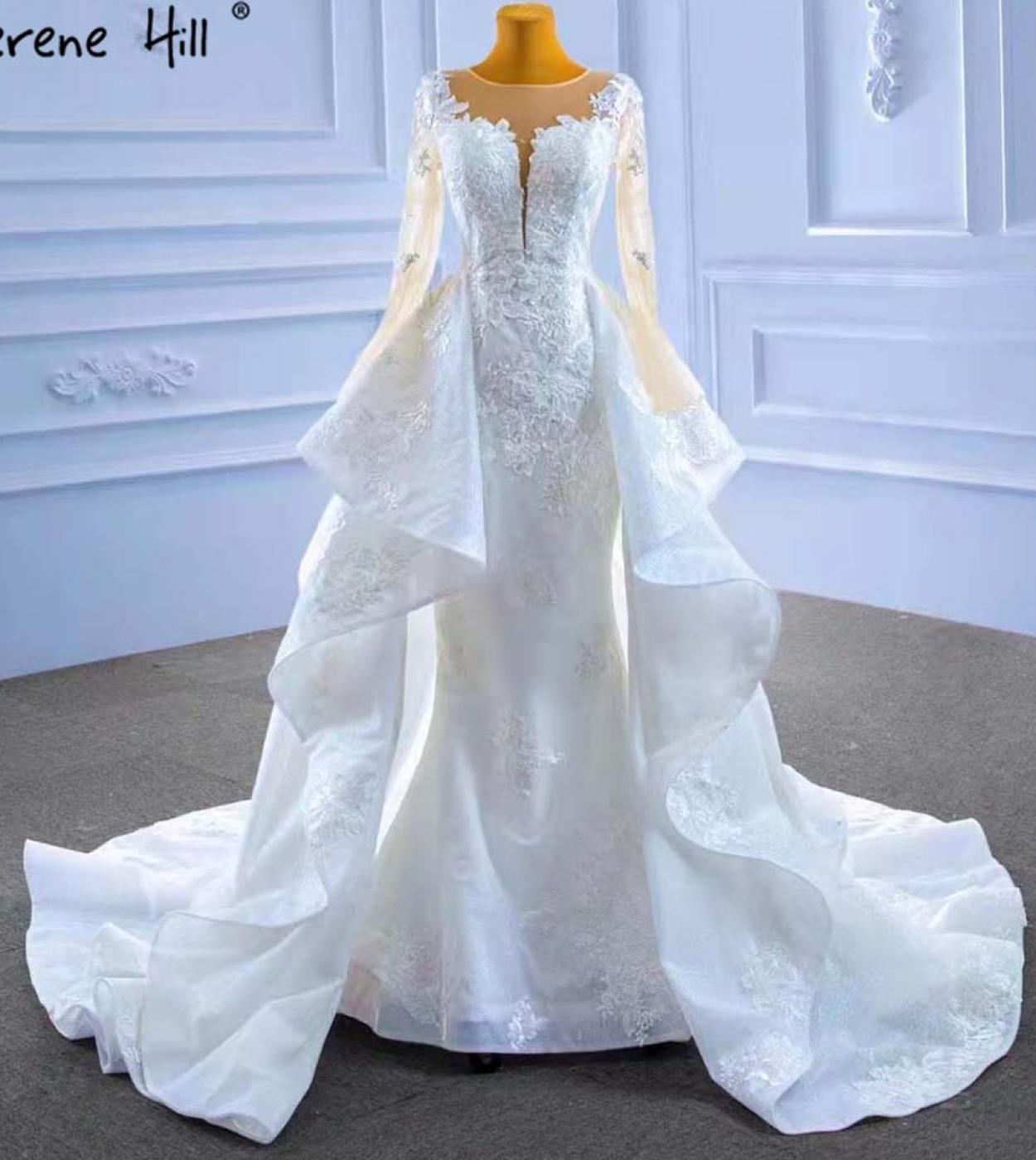 Serene hill מוסלמי לבנה חצאית שמלות כלה שמלות 2022 בתולת ים אלגנטית תחרה גבוהה שמלת כלה hm67416 חתונה
