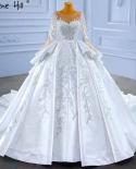 Serene Hill Muslim White Ruffles Beaded Wedding Dresses 2022 Satin Luxury Lace Up Bride Gowns Hm67329 Custom Made  Weddi