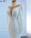 Serene Hill Muslim White Mermaid Wedding Dresses Gowns  Luxury Elegant Beading Pearls Bride Dress Hm67219 Custom Made  W