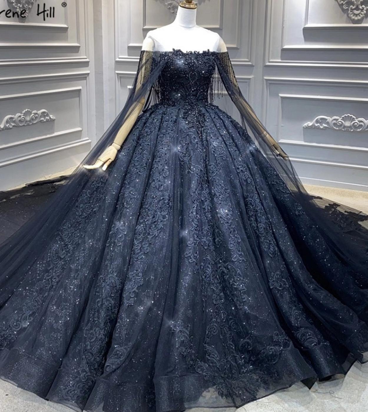 Black Sparkle Oneck Luxury  Wedding Dresses  Dubai Highend Beading Lace Bride Gowns Ha2406 Custom Made  Wedding Dresses