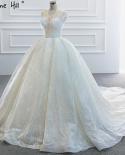White Oneck  Short Sleeves Wedding Dresses  Beading Sequined Highend Bridal Gown Hm67016 Custom Made  Wedding Dresses