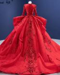 Serene Hill Muslim Sparkle Red Wedding Dresses  Ruched Lace Luxury Bride Gowns Hm67298 Custom Made  Wedding Dresses