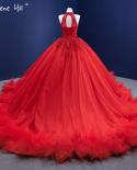 Serene Hill Red Ruffles Beaded Luxury Wedding Dresses  Sleeveless Lace Up  Bride Gowns Hm67324 Custom Made  Wedding Dres