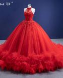 Serene Hill Red Ruffles Beaded Luxury Wedding Dresses  Sleeveless Lace Up  Bride Gowns Hm67324 Custom Made  Wedding Dres