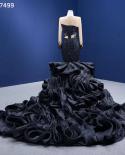 Serene Hill Black Mermaid Puffy Flowers Lace Beaded Long Sleeves Wedding Dresses Bride Gowns Custom Made Ball Gown 2022 