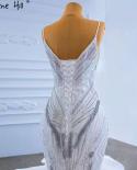 Serene Hill White Ruffles Beaded Luxury Wedding Dresses Gowns 2022 Spaghetti Straps Mermaid Elegant Bridal Dress Hm67386