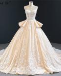 Champagne Handmade Flowers Glitter Wedding Dresses  Off Shoulder  Lace Bridal Gowns Hm67063 Custom Made  Wedding Dresses