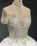 Dubai Ivory Highend Luxury  Wedding Dresses  Diamond Beading Short Sleeves Bridal Gowns Ha2427 Custom Made  Wedding Dres