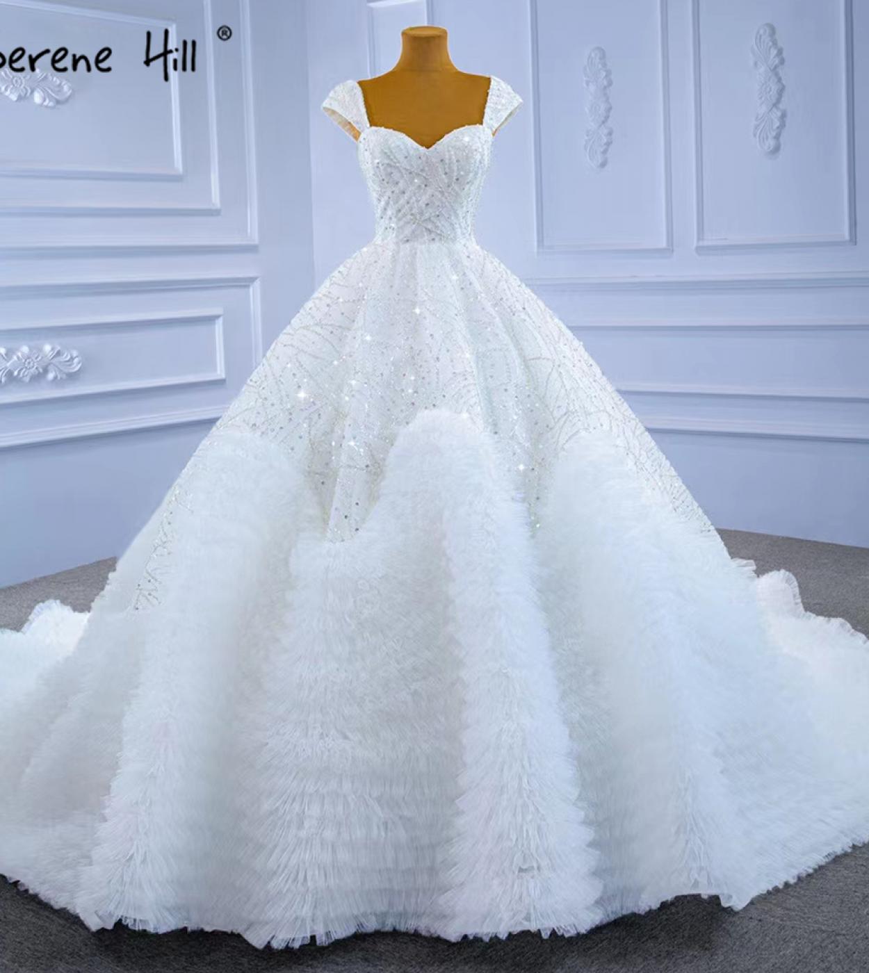 Serene Hill White Luxury  Wedding Dresses 2023 Ruffles Beaded High End Bride Gowns Hm67321 Custom Madewedding Dresses