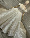 Champagne Vintage Glitter Luxury Wedding Dresses  Off Shoulder Beading Pearls Bride Gown Serene Hill Ha2315 Custom Made 
