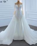 White Mermaid Highend Luxury Wedding Dresses  Dubai Pearls Beading Long Sleeves Bridal Gown Hm67182 Custom Made  Wedding