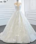 White V Neck Luxury  Wedding Dresses 2023 Sleeveless High End Diamond Feathers Bride Gowns Hm67178 Custom Madewedding Dr