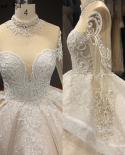 Dubai Ivory High Collar  Wedding Dresses 2022 Long Sleeve Beading Diamond Luxury Bridal Gowns Ha2395 Custom Made  Weddin