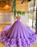 Serene Hill Purple Puffy Flowers Luxury Sleeveless Wedding Dresses 2022 Spaghetti Strap  Tulle Bridal Gown Ha2487  Weddi