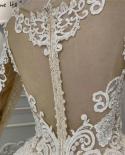 Branco Luxo Vintage Oneck Zipper Vestidos de Noiva Mangas Compridas com miçangas Flores Artesanais Vestidos de Noiva Ha2314 Cust