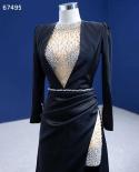 Serene Hill Black Mermaid Elegant Luxury Beaded Evening Dresses Gowns For Women Party 2023 High End Custom Made Hm67495