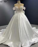 Serene Hill White Satin Lace Up Wedding Dresses 2022 Beaded Bow Highend Bride Gowns Hm67412 Custom Made  Wedding Dresses