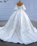 serene hill לבן סאטן שמלות כלה יוקרתיות 2023 שמלות כלה שרוולים חרוזים פנס hm67326 שמלות כלה בהתאמה אישית