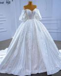 Serene Hill White Satin Luxury Wedding Dresses 2023 Beaded Lantern Sleeve Bride Gowns Hm67326 Custom Madewedding Dresses