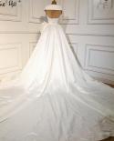 Serene Hill Ivory Detachable Train Mermaid Wedding Gowns  Satin Caps Sleeves Bridal Dresses Ha2460 Custom Made  Wedding 