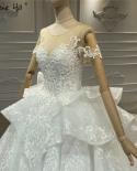 Highend Luxury Vintage Ivory Oneck Wedding Dresses  Short Sleeves Beading Sequins Bride Gowns Ha2330 Custom Made  Weddin