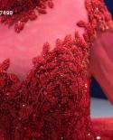 Serene Hill أحمر طويل Ssleevesluxury الدانتيل مطرز الدانتيل يصل الكرة ثوب العروس أثواب الزفاف فستان الزفاف 2022 الراقية مخصص Hm