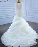 Serene Hill Muslim White Mermaid Wedding Dresses 2023 Beaded Pearls Elegant Ruffles Bride Gowns Hm67269 Custom Madeweddi