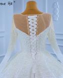 Serene Hill Muslim White Satin Wedding Dresses  Beaded Pearl Highend Bride Gowns Hm67279 Custom Made  Wedding Dresses