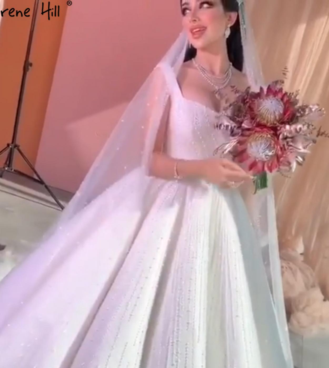 Serene Hill White Luxury  Wedding Dresses  Spaghetti Straps Beading Highend Bride Gowns Ha2468 Custom Made  Wedding Dres