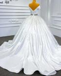 Serene Hill White Beaded Crystal Wedding Dresses 2022 Satin Luxury Sweetheart Bride Gowns Hm67422 Custom Made  Wedding D
