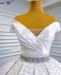 Serene Hill White Beaded Crystal Wedding Dresses 2022 Satin Luxury Sweetheart Bride Gowns Hm67422 Custom Made  Wedding D