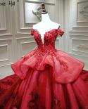 Serene Hill Wine Red Handmade Flowers Wedding Dresses  Dubai Highend  Bride Dress Ha2451 Custom Made  Wedding Dresses