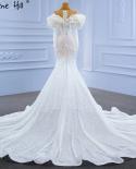 Serene Hill White Muslim Luxury Wedding Dresses Gowns  Mermaid Elegant Beaded Pearls Bridal Dress Hm67280  Wedding Dress