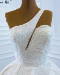 Serene Hill White One Shoulder Wedding Dresses  Satin Beading Highend Princess Bride Gowns Hm67207 Custom Made  Wedding 