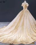 Gold Luxury  Highend Wedding Dresses Design  Off Shoulder Sequined Sparkle Bride Gowns Hm67013 Custom Made  Wedding Dres