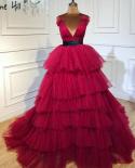 Wine Red Sleevelsstiered  Wedding Dresses 2023 Simple  Bridal Gowns Ha2452 Custom Madewedding Dresses