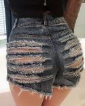Women  Ripped Holes Casual Mini Short Jeans Booty Shorts Cute Bikini Denim Shorts Hot Thong Club Party Bikini Bottom Sho